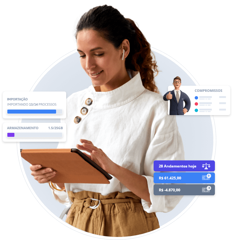 Pessoa trabalhando no Software Faz e seu Tablet
